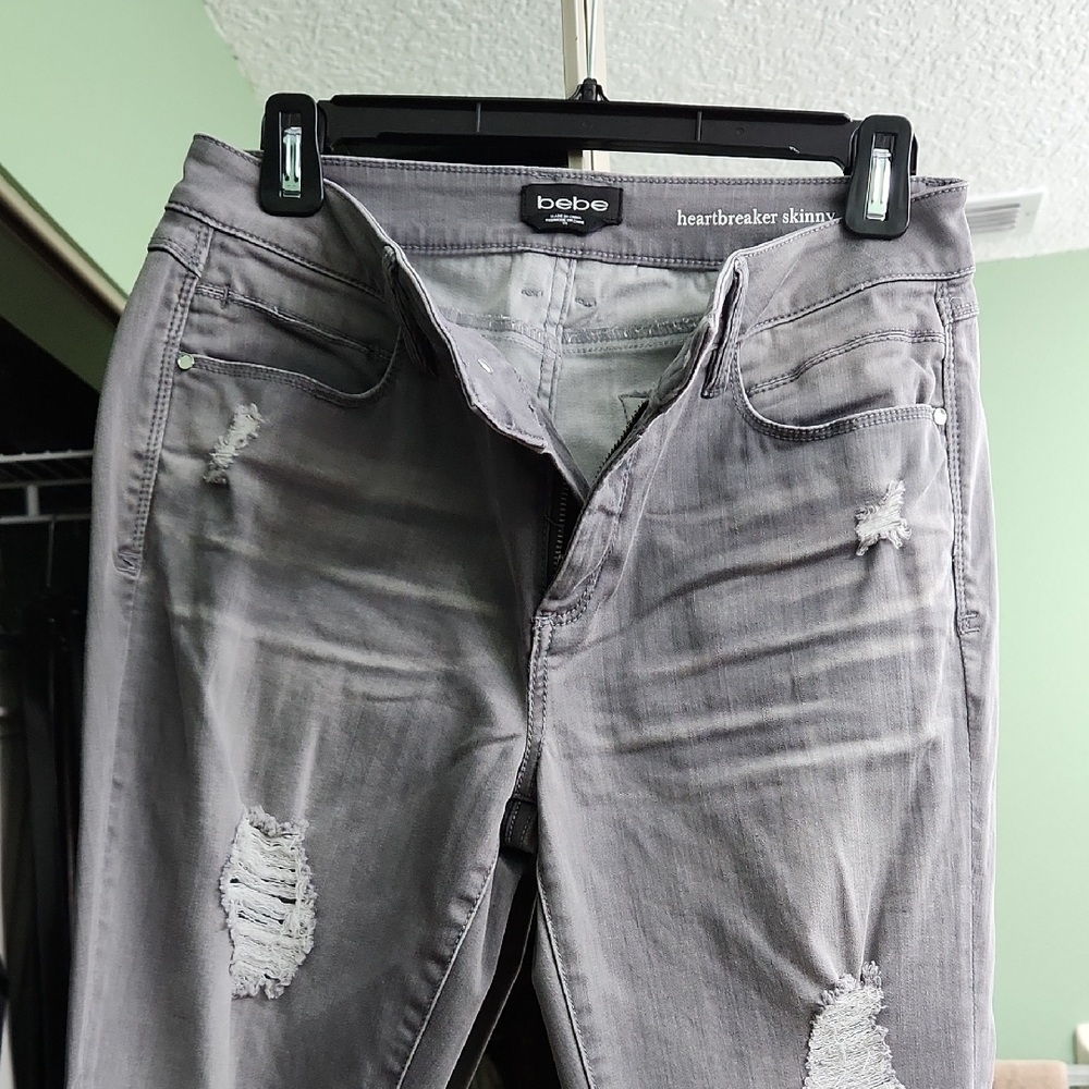 Bebe Heartbreaker Skinny Jeans - Gray